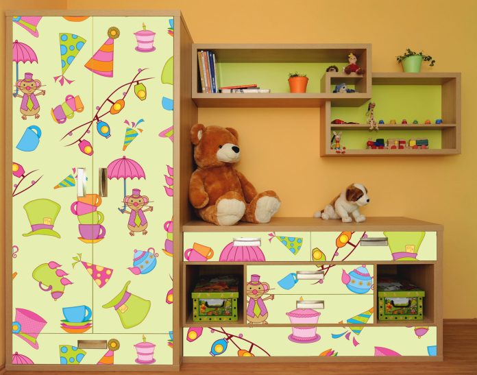 How is the interior of a bedroom designed for a child