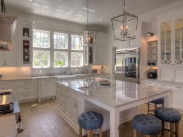 kitchen interior combined with a living room