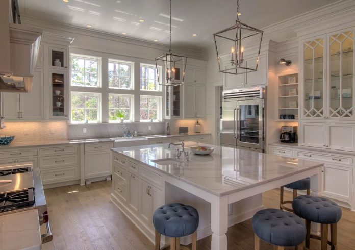 kitchen interior combined with a living room